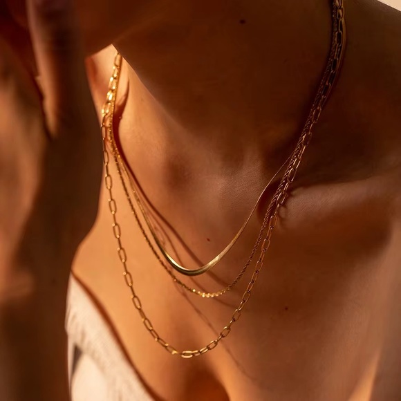 18K Gold Plated Layered Necklace - Picture 3 of 5